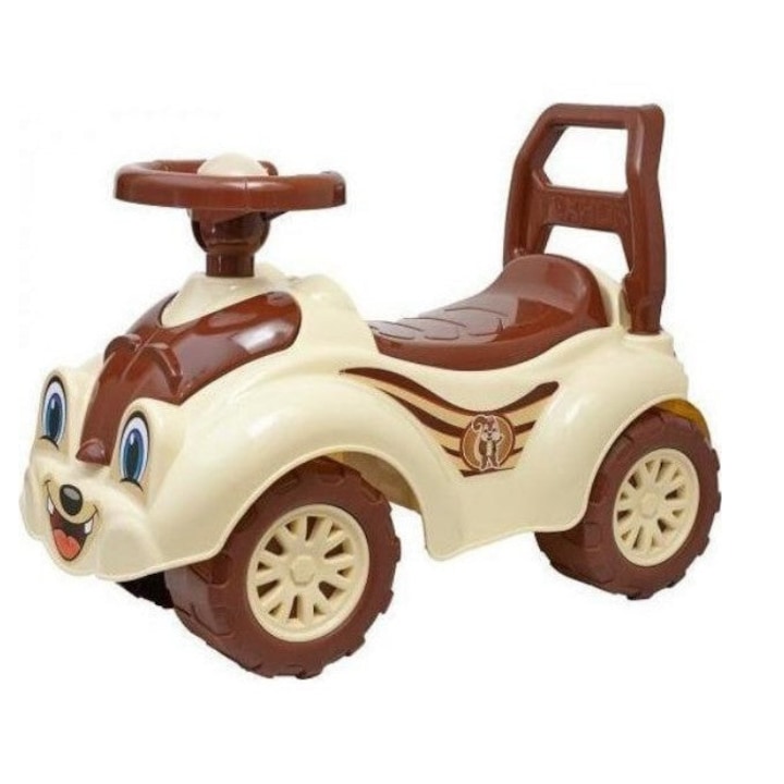 Autós gyerekülés 1 éves+ gyerekeknek, Ride-on, boldog autó, dudával, mókus