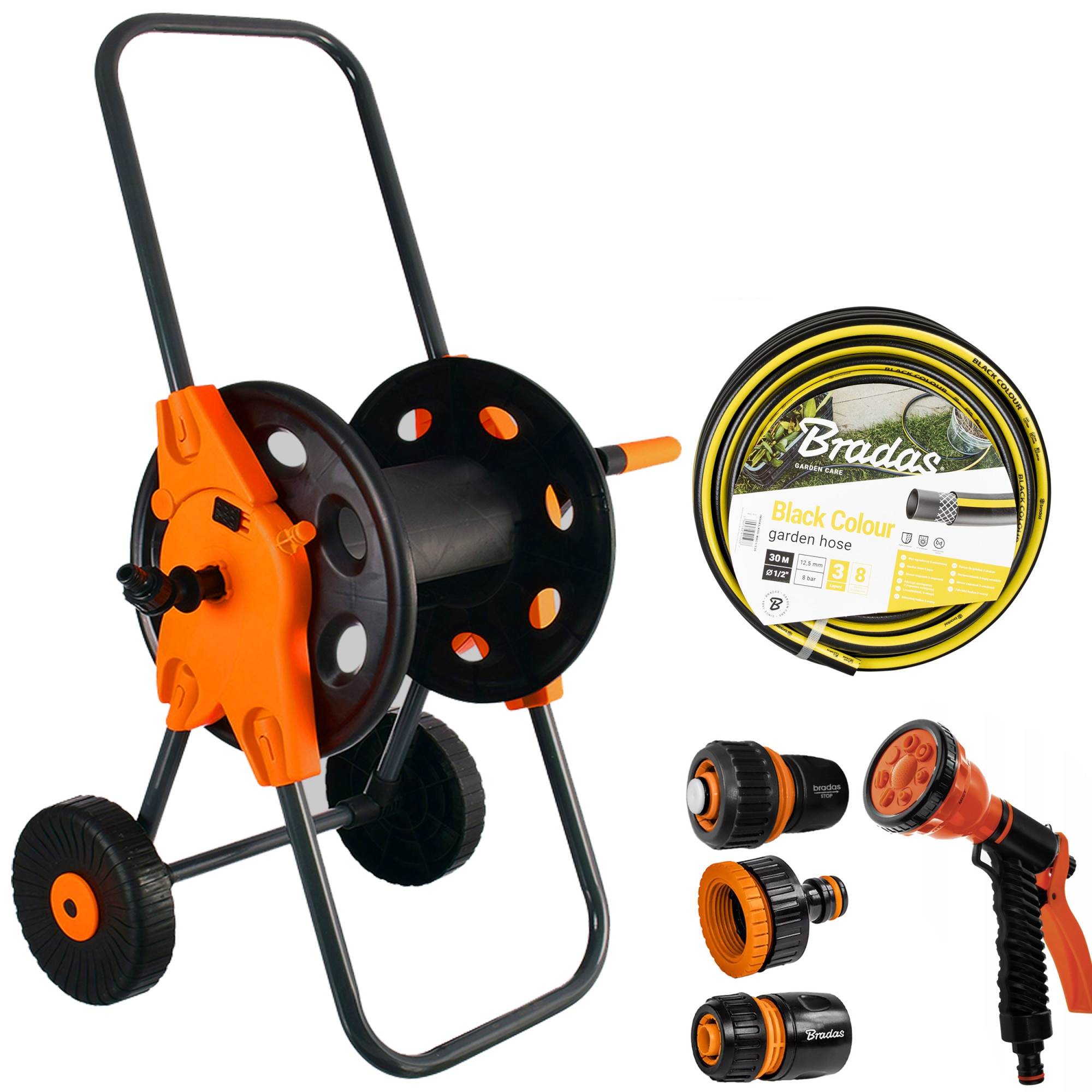 Set de Furtun de gradina Bradas Black Colour WBC1/250 1/2, PVC, 3 ...