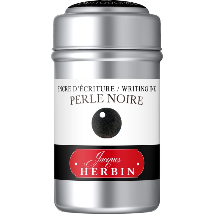 Cartuse Standard International Jacques Herbin, Writing The Pearl of Inks, Perle Noir, set 6 buc