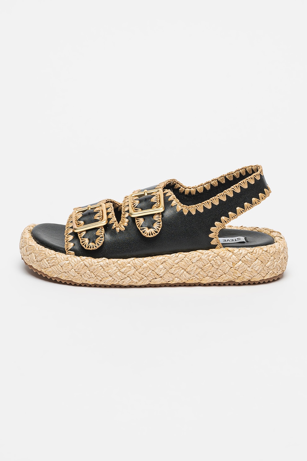 Steve Madden, Sandale slingback din piele, Negru, Bej, 39