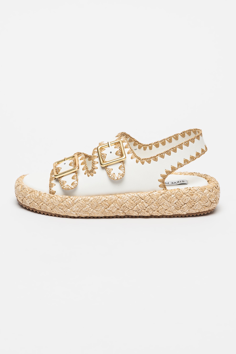 Steve Madden, Sandale slingback din piele, Alb, Bej, 36