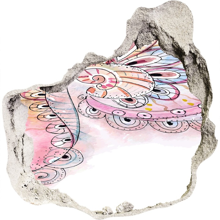 Autocolant decorativ pentru gaura, Tulup, Model abstract, Multicolor, 75x75 cm, 010120080090000005972