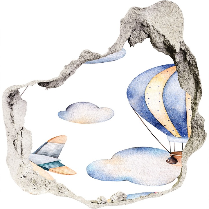 Autocolant decorativ pentru gaura. Tulup. Avionuri si baloane. Multicolor. 100x100 cm. 010120080010000006164