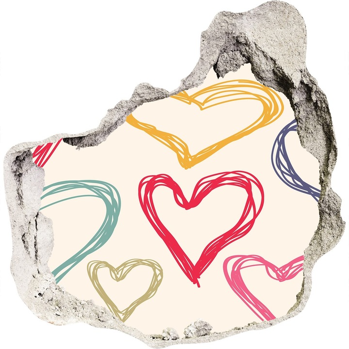 Autocolant decorativ pentru gaura. Tulup. Inima colorata. Multicolor. 100x100 cm. 010120080010000006181