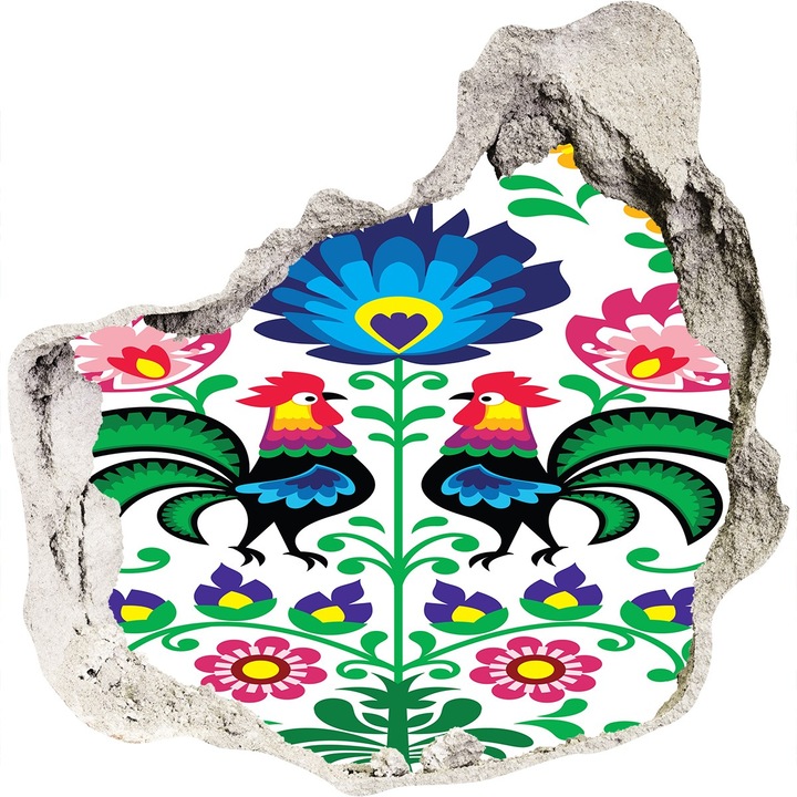 Autocolant decorativ pentru gaura. Tulup. Model etnic. Multicolor. 75x75 cm. 010120080090000006689