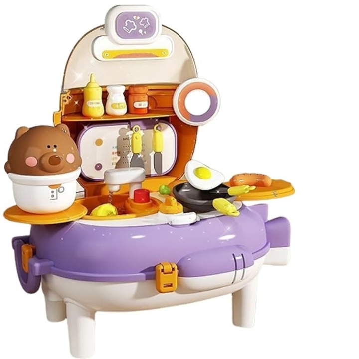 Set de joaca bucatarie, transformabil in rucsac, material sigur, multicolor