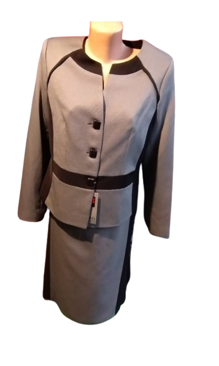 Costum dama, doua piese, stofa, gri, Gri