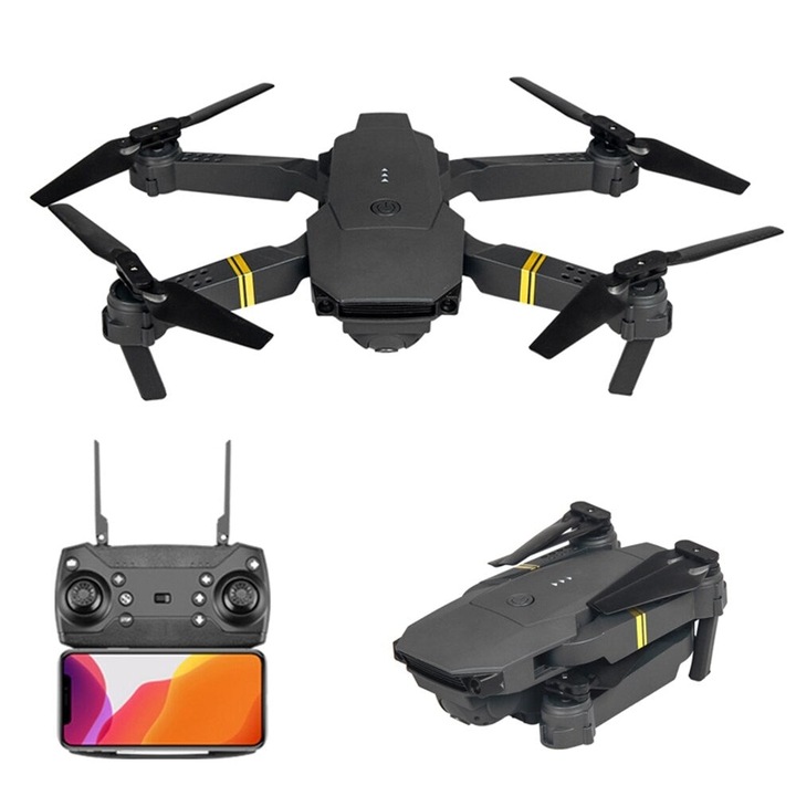 Дрон Andowl F16, Wifi HD 2MP 720P широкоъгълна камера, Live View на телефона - черен