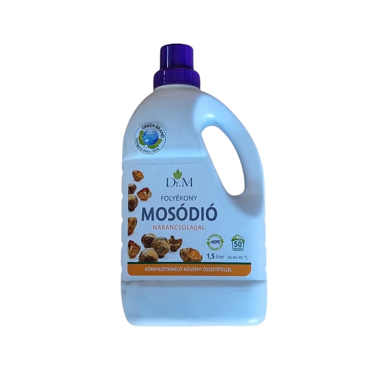 Detergent lichid pentru rufe din nuci de sapun, cu ulei de portocale Dr.M 1, 5l
