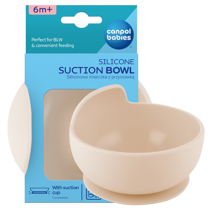 Купа за бебета Canpol, силиконова с вендуза, крем, 330 мл