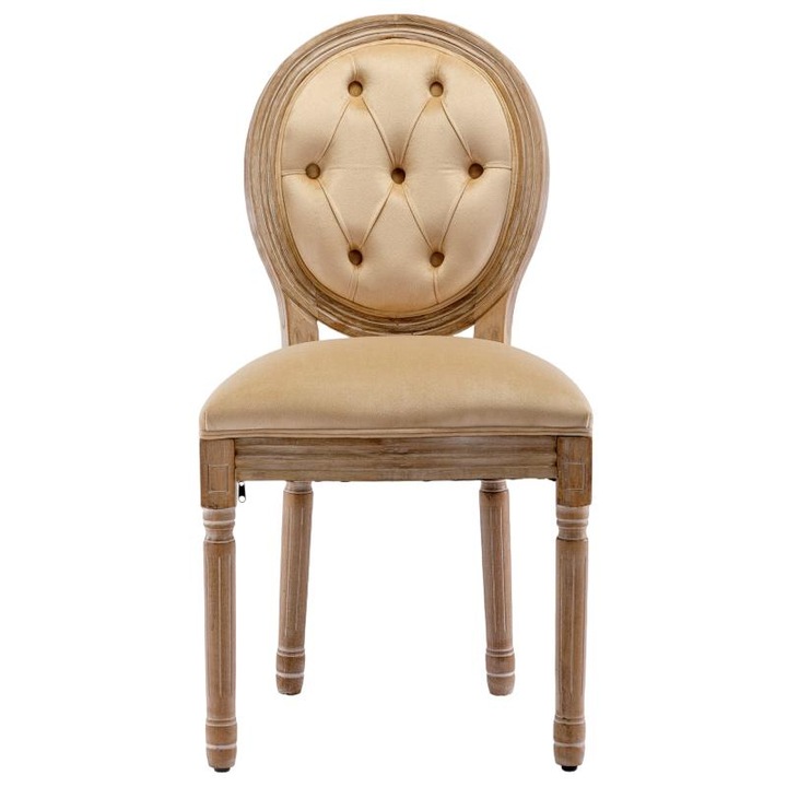 Комплект от 2 стола във френски стил с кръгла облегалка, кадифе, гумирано дърво