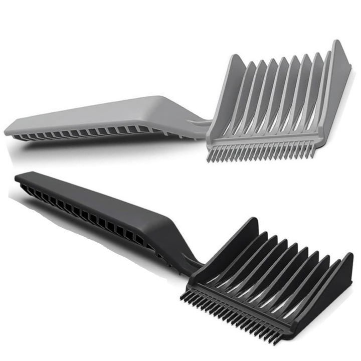 Set 2 pepteni pentru Frizerie, Negru/Gri, Anti-Static, Ergonomic