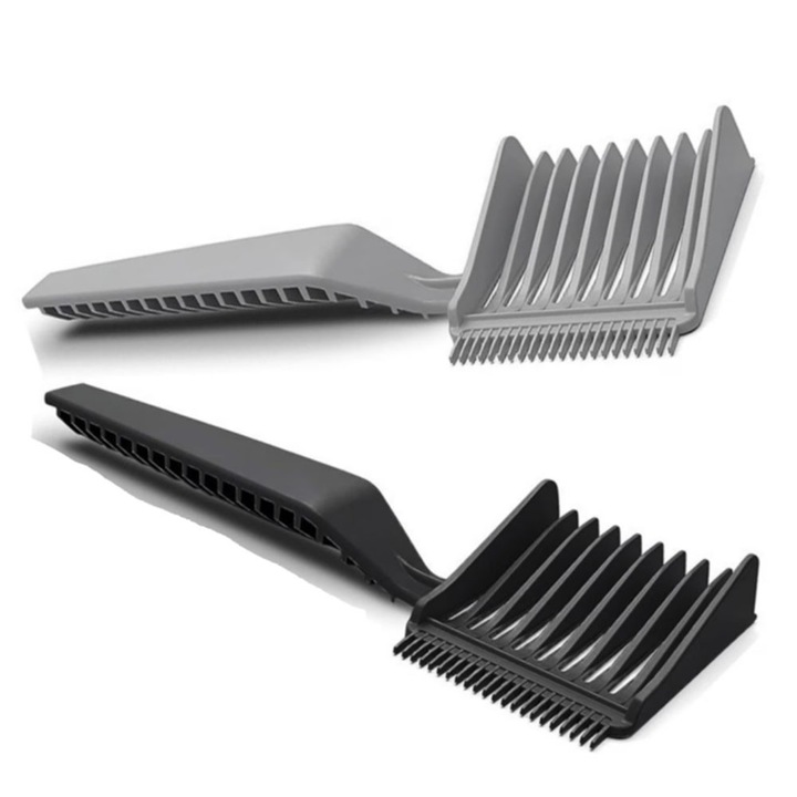Set 2 pepteni pentru Frizerie, Negru/Gri, Anti-Static, Ergonomic