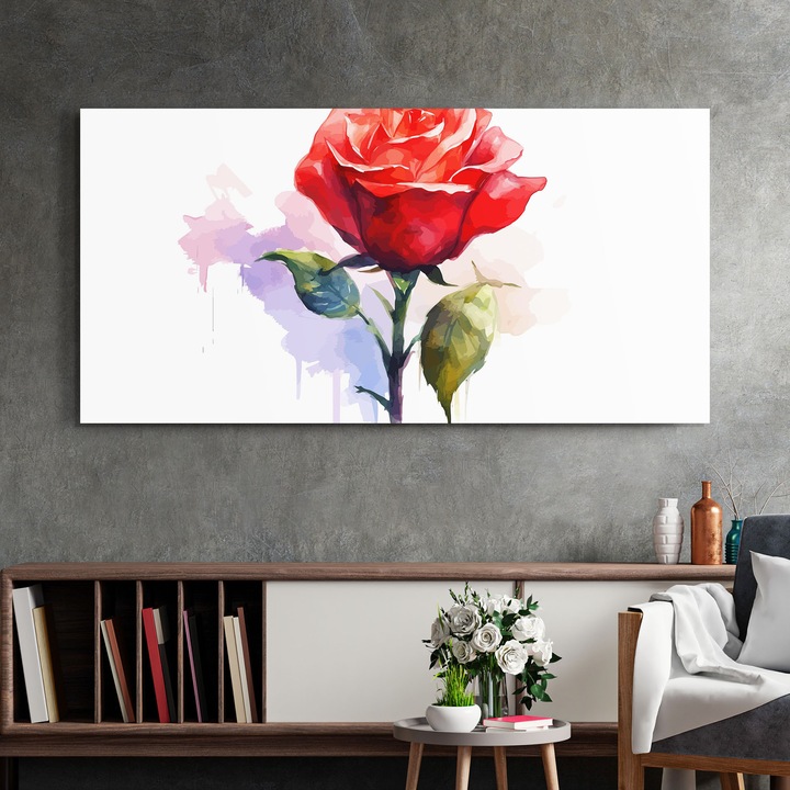 Tablou Sticla, 60x120cm, Dormitor si Living, Flori, Trandafiri, Rose Art