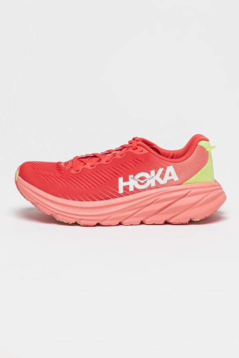 Hoka, Pantofi din material textil pentru alergare Rincon 3, Rosu vermillion/Verde lime