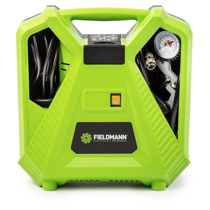 Въздушен компресор Fieldmann FDAK 201101-E, Автоматичен, 180 л/мин, Дължина на тръбата 3 м, Включени аксесоари