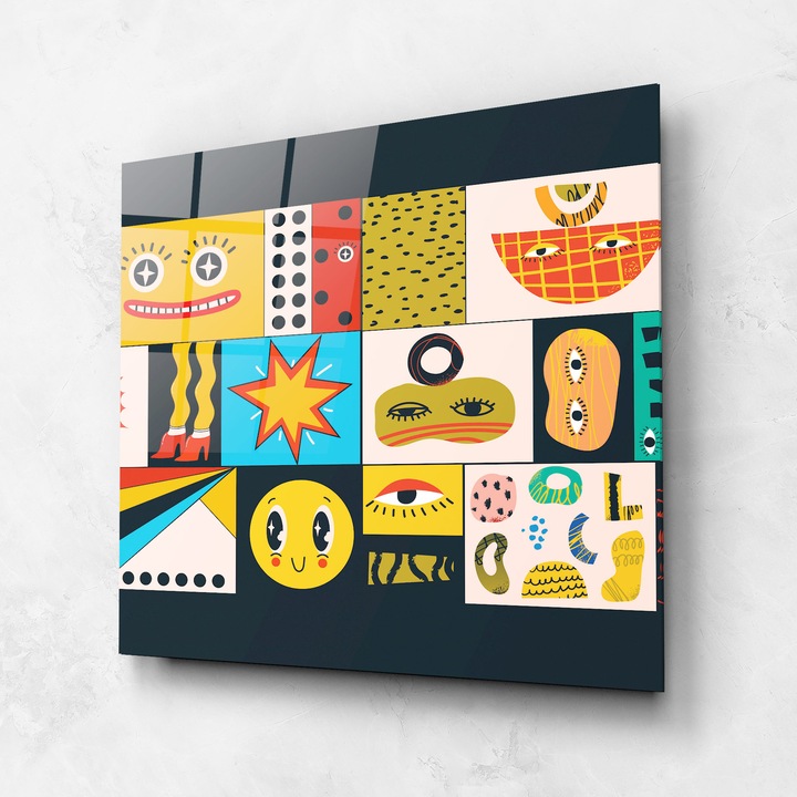 Tablou Sticla, 60x60cm, Dormitor si Living, Moderne, Colaje, Cool Eye Shape
