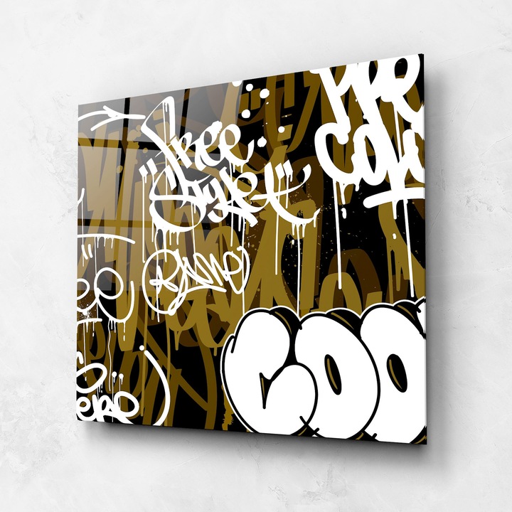 Tablou Sticla, 60x60cm, Dormitor si Living, Moderne, Graffiti, Cool Graffiti