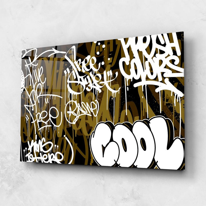 Tablou Sticla, 50x70cm, Dormitor si Living, Moderne, Graffiti, Cool Graffiti