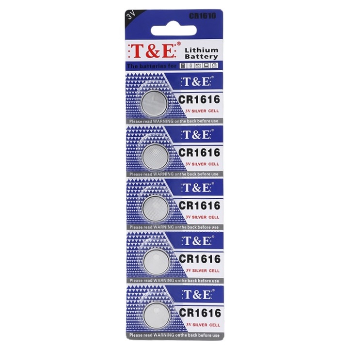 Set baterii, T&E CR1616, Litiu, 3V, metal