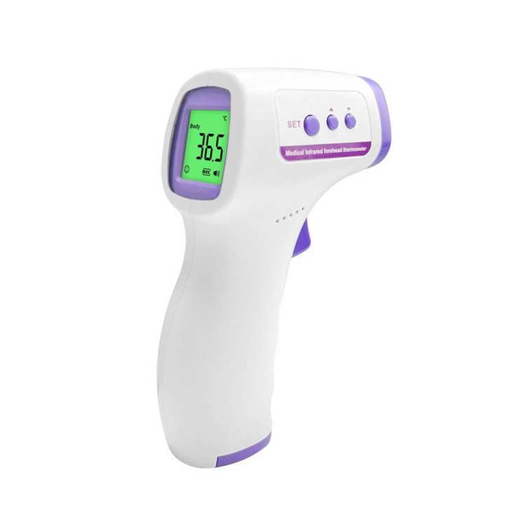 Инфрачервен дигитален термометър безконтактен, SANFACE, суха батерия, бял