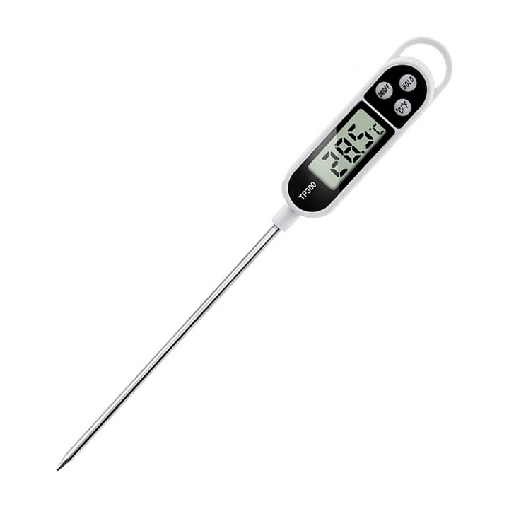Termometru de bucatarie SANFACE, electronic cu sonda, afisaj LED, -50°C - 300°C, alb