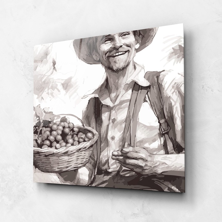 ARTHUB, Стъклена картина 60x60cm, Спалня и Дневна, пейзажи, селски, Happy Farmer