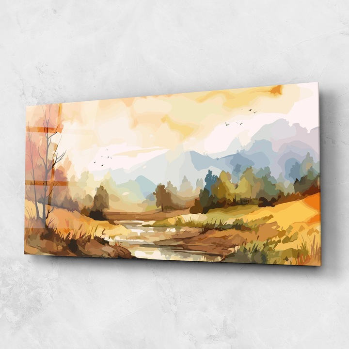 Arthub, Üvegkép, 60x150cm, Hálószoba és Nappali, Tájképek, Ősz, Orange Yellow Autumn