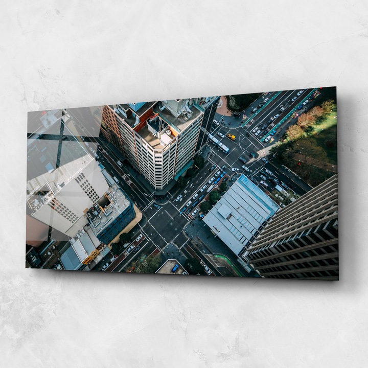 Arthub, Üvegkép, 60x150cm, Hálószoba és Nappali, Tájképek, Városi, Car Street Building