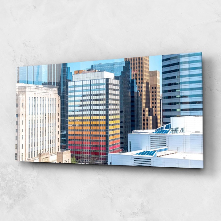 Arthub, Üvegkép, 60x150cm, Hálószoba és Nappali, Tájképek, Városi, Colorful Urban Building