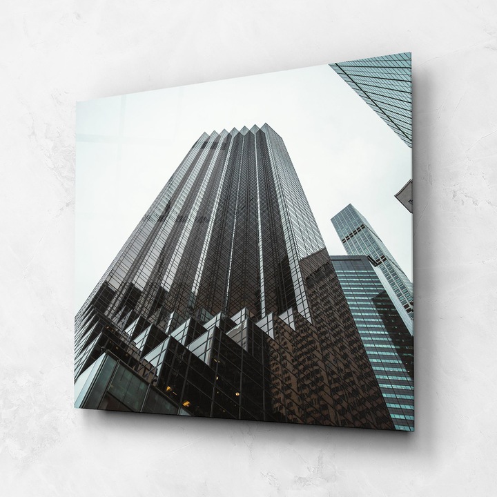 Tablou Sticla, 100x100cm, Dormitor si Living, Peisaje, Urbane, Cool Building View