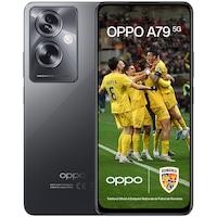 Telefon mobil OPPO A79, Dual SIM, 128GB, 4GB RAM, 5G, Mystery Black + Husa de Protectie OPPO pentru A79 5G, Negru