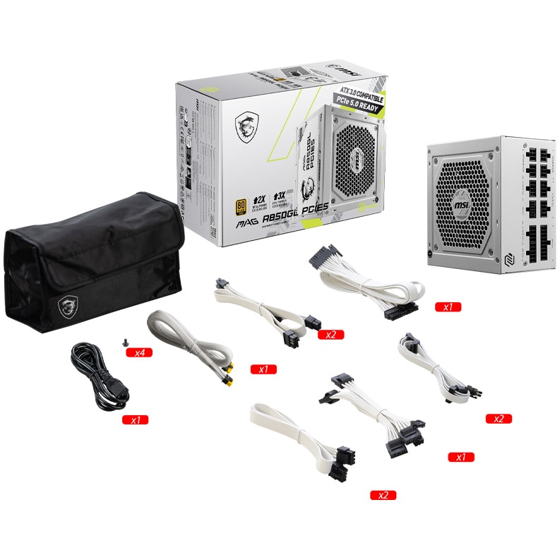 Sursa MSI MAG A850GL PCIE5 WHITE, 850W, 80 Plus Gold, Full