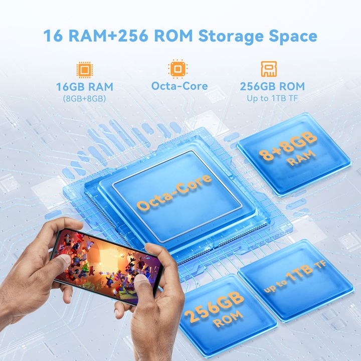 Мобилен телефон CUBOT Note 50, Dual SIM, 16GB RAM, 256GB ROM, 4G, Ice Blue