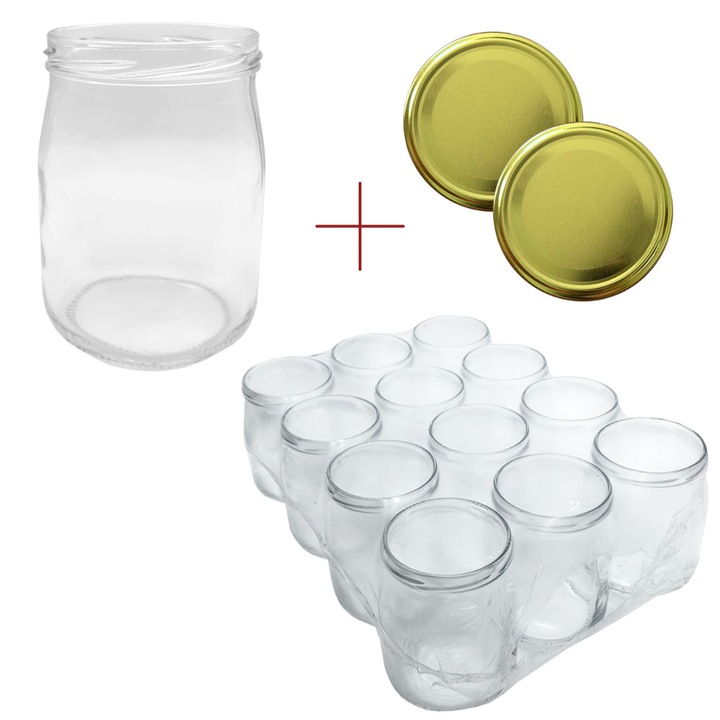 Set borcane din sticla 580 ml. Vaza Vitn Ortho cu capace, Danros, 12 buc