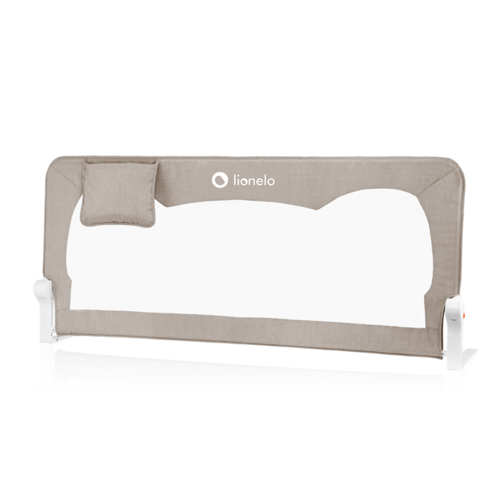 Protectie laterala pat, Lionelo, Hanna, Cu buzunar accesorii, 150x66 cm, Conform cu standardul european de securitate BS7072, Bej