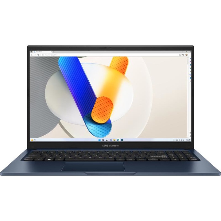 Asus VivoBook X15, Intel Core i3 1215U, 8 GB Memória, 15" FullHD, Intel UHD Graphics, 512 GB SSD, Kék, Böngésző, Magyar Billentyűzet, Vírusirtó, Windows 11 Pro