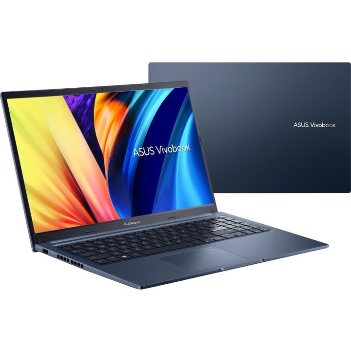 ASUS VivoBook X15, Intel Core i5 1235U, 8GB Memória, FullHD 15.6", Intel UHD Graphics, 512 GB SSD, Kék, Böngésző, Magyar Billentyűzet, Vírusirtó, Windows 11 Pro