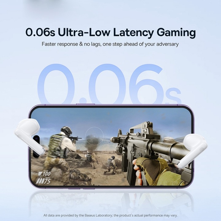 Casti wireless Bluetooth, TWS in ear, sunet stereo, durata de viata a bateriei de 400mAh, performanta cu latenta scazuta, Bluetooth V5.3, Alb