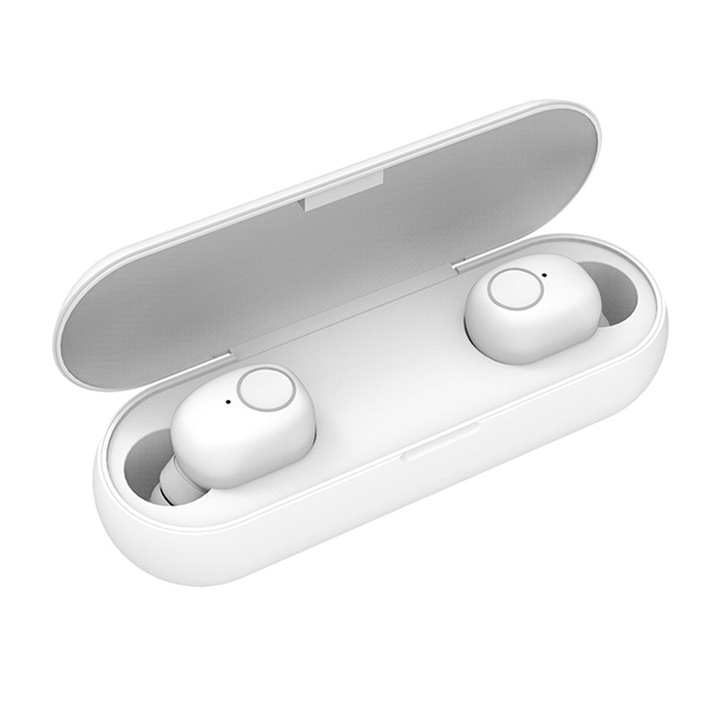 Casti wireless Bluetooth, Q1 TWS, Reducere inteligenta a zgomotului DSP, Bluetooth 5.0, Usor, Alb