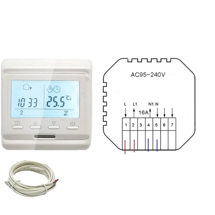WiFi termosztát, programozható vezérlés, energiatakarékosság, elektromos fűtés
