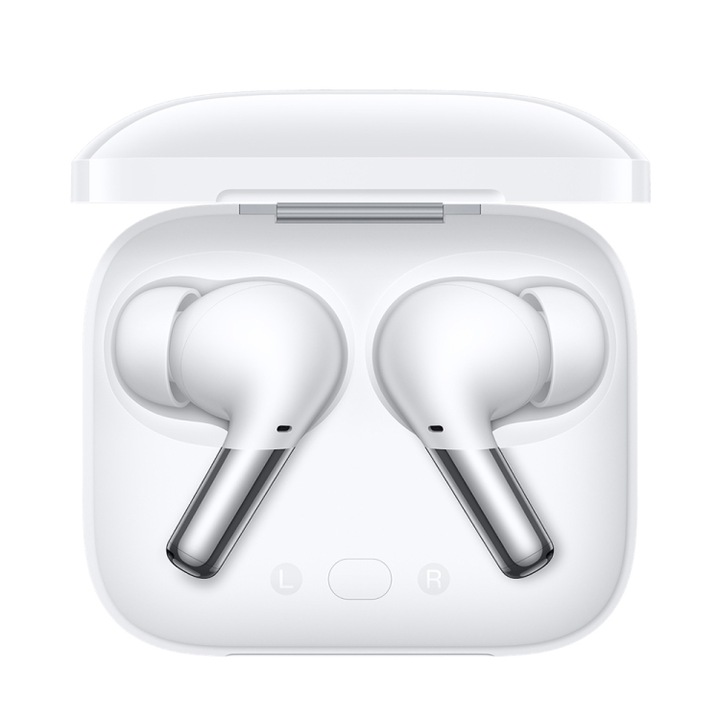 Casti audio Bluetooth wireless, OnePlus Buds Pro, TWS, ANC, rezistente la apa, Bluetooth 5.2, design ergonomic, incarcare wireless, alb