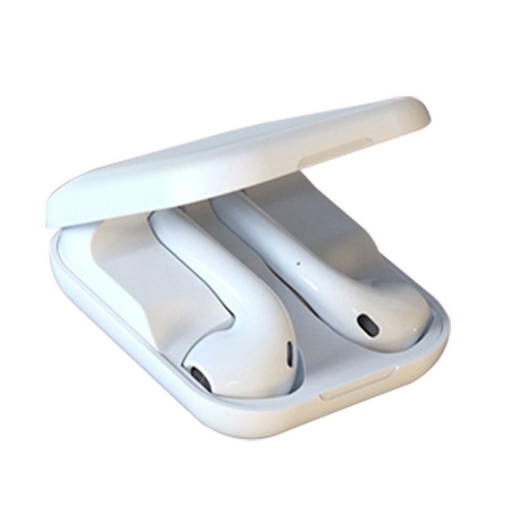 Casti wireless Bluetooth, R300 TWS, design ergonomic, senzor inteligent, Bluetooth 5.0, rezistente la apa, alb