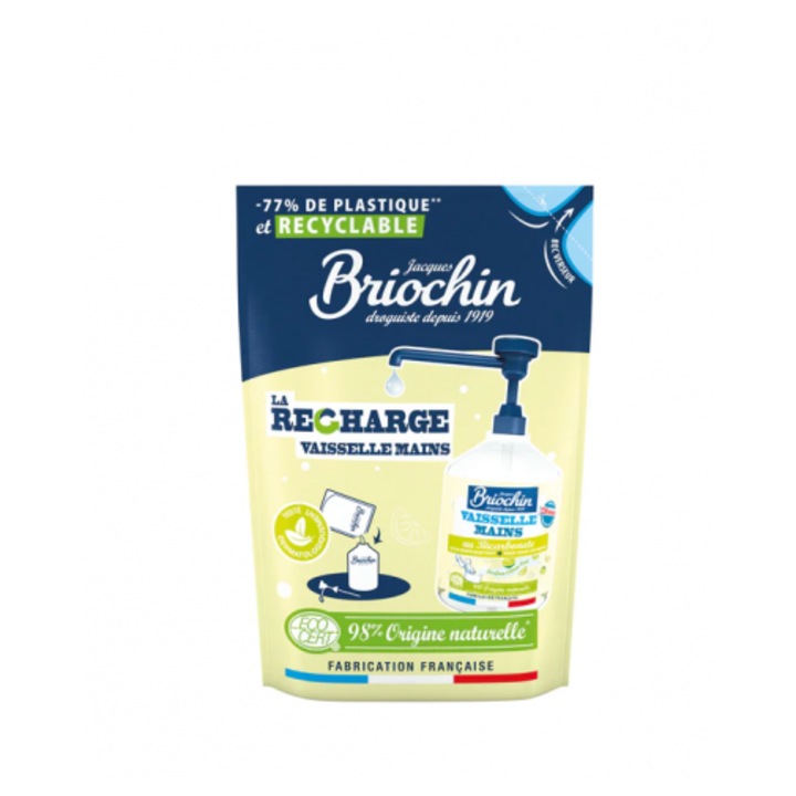 Rezerva detergent pentru maini si vase, cu bicarbonat de sodiu 500ml, BRIOCHIN