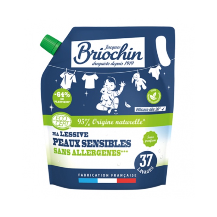 Rezerva Detergent rufe pentru piele sensibila, fara alergeni 1.7 L, BRIOCHIN