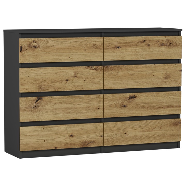 Comoda moderna, PVC, R-140-S8 ANTRACYT MIX ARTISAN, 98x40x140