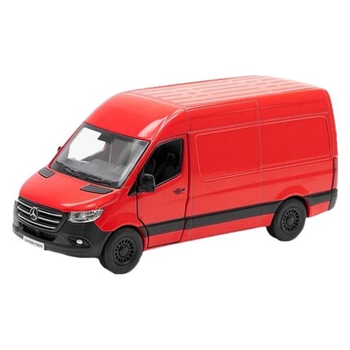 Macheta metalica Kinsmart Mercedes-Benz Sprinter, Rosu, scara 1:36