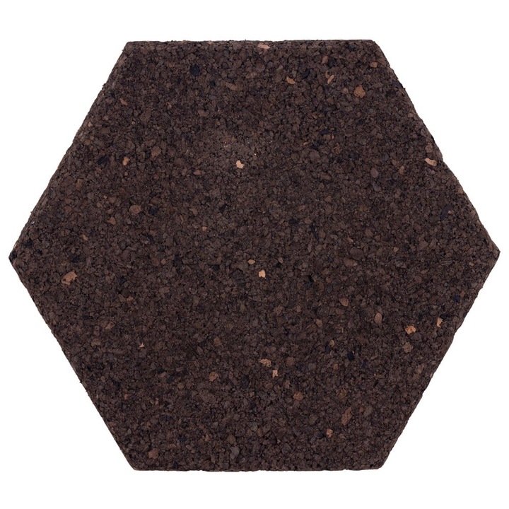 Díszlap, EcoCMK parafa hatszög, öntapadós, fekete parafa, 21x18cm/10mm