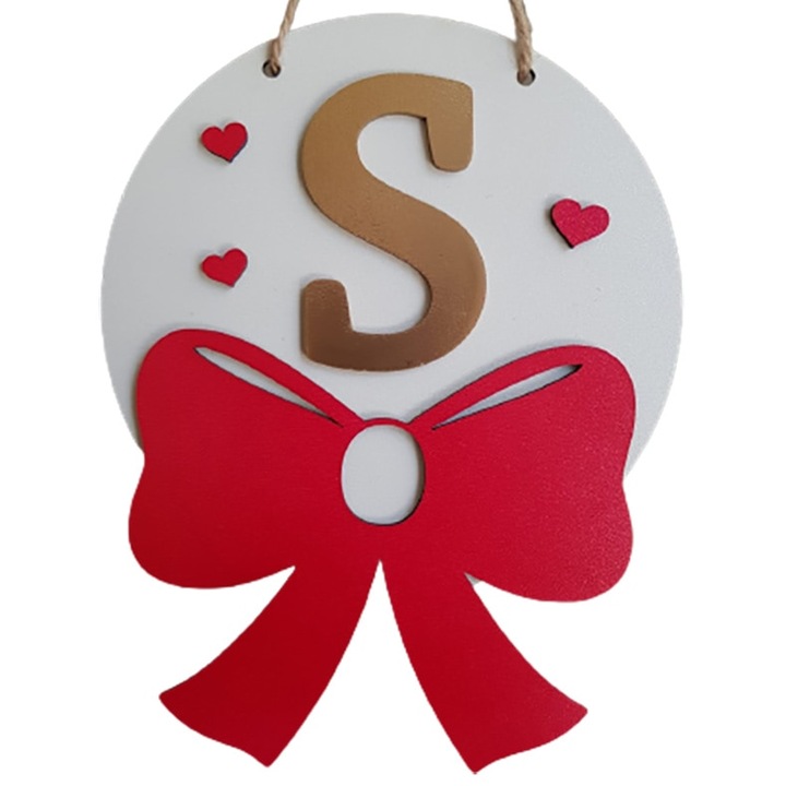 Litera decorativa 3D, litera S, pentru aniversari, lemn, 15 cm, ArtemisGift