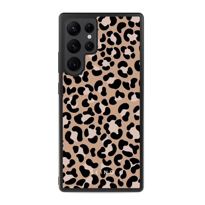 Кейс за Samsung Galaxy S22 Ultra - Skino Leopard, Animal Print, Черно - Кафяв